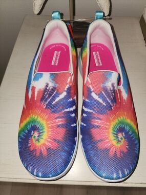Skechers Women’s Rainbow Tie-Dye Slip-On Athletic Shoes - Sz. 10 W